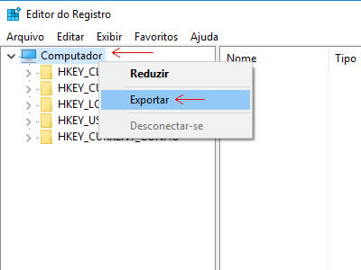 Backup do Registro do Windows