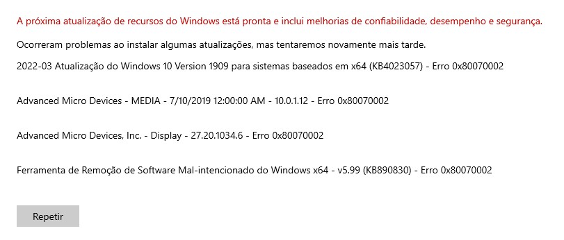 Erro do Windows Update